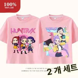 케이팝 데몬헌터스 키즈 반팔 티셔츠 케데헌 루미 프린팅 여아 유아 남아 아동 코스프레