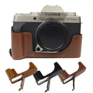 Fujifilm X-T200 X-T100 Fuji XT200 XT100 카메라 베이스 쉘 커버용 보호용 PU 가죽 하프 세트 하단 케이스