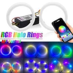 2PCS 12V 24V DC LED 천사 눈 코 튼 조명 차례 신호 APP 블루투스 RGB DRL 헤일로 링 자동차 스쿠터 헤드