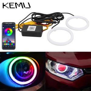 12V 24V 오토바이 RGB 엔젤아이 헤일로 링 라이트 (방향지시등 ) APP 블루투스 LED 오토바이 개조 DRL 헤드