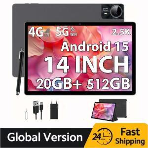 2026 고화질 슈퍼 14인치 대형 화면 태블릿 PC 안드로이드15 4G 전화 통화 20GB+512GB BT 5G WiFi GPS 구글