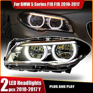 BMW 2010-17 F10 F18 헤드라이트용 엔젤아이즈 어셈블리, 5시리즈 LED 주간 주행등으로 업그레이드