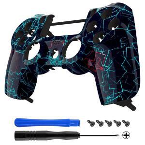 eXtremeRate Neon Frame Patterned Custom Faceplate NOT with Cover, Pro Controller Case ps4 Front JDM-040/050/055 Slim Replacement Housing Compatible Shell - Included