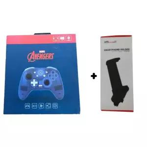마블 블루투스 게임 컨트롤러 패드 + 핸드폰 홀더 캡틴 아메리카 eru