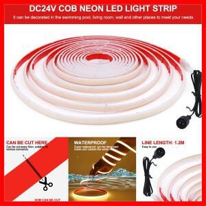 COB 솔라 네온 스트립 24V 320LED/M 리모컨 고밀도 플렉시블 LED 테이프 다이오드 라이트 레드 블루 웜 내