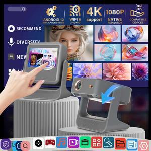 초단초점빔프로젝터 프로젝터 4K 미니 8인치 터치 WiFi 블루투스 듀얼 스크린 스위치 HDMI USB 휴대용 게임 영화
