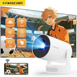 초단초점빔프로젝터 Magcubic 4K 안드로이드 11 휴대용 프로젝터 8000 루멘 WiFi BT5 야외 극장 5W HiFi 스피커 720P HD 지원 HY300 Pro