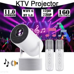 초단초점빔프로젝터 휴대용 프로젝터 hy300 Pro KTV 비디오 720P 스마트 andriod 11 160ansilm Bluetooth5 스피커 뮤직 극장