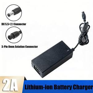 42V 2A 리튬 배터리 충전기 AC 100 240V DC 5.5×2.1mm 8mm 36V 10S 이온 팩용 3핀 항공 커넥터
