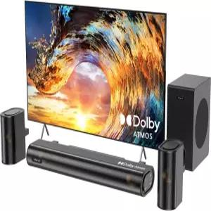 Hiwill 4.1ch 사운드바 돌비 애트모스 포함 스마트 TV용 300W 서브우퍼 전면 서라운드 스피커 2개 조절