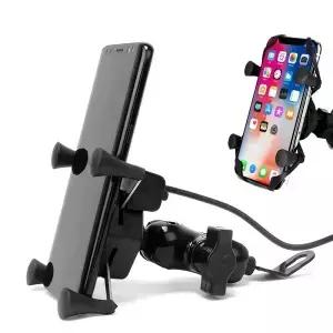 오토바이 전기 자전거용 볼 가 있는 사이클링 마운트 거치대 USB 충전기 스탠드 브래킷