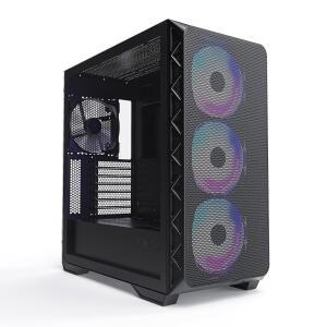 Montech AIR 903 MAX, E-ATX 미드 타워 케이스, 고풍량, 3X 140mm ARGB PWM 및 1X 팬 사전 설치, 강화 유리 측면 패널, 메시 전면, 타입-C, 4090 GPU 지원, 블랙