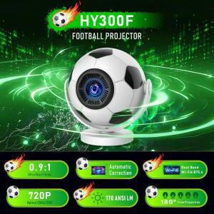살랑에 HY300F 휴대용 공 프로젝터 초단초점 720P 8K WiFi6 안드로이드 14 BT5.4 야외 영화 스포츠 팬 선물