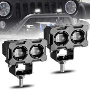 오토바이 LED 스포트 라이트 더블 렌즈 프로젝터 흰색 노란색 헤드 안개등 12V 24V 보조 램프 트럭 SUVs 자