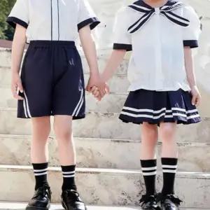 네이비 두줄라인 반팔 교복세트 유치원 어린이 합창단