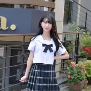 교복몰 인디고 마린 체크 일본여고생 세라복 (반팔)