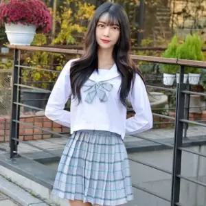 교복몰 바람부는 하늘 체크 일본여고생 세라복 (긴팔)