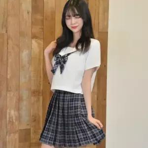 교복몰 네이비 앤 퍼플체크 일본여고생 세라복 반팔