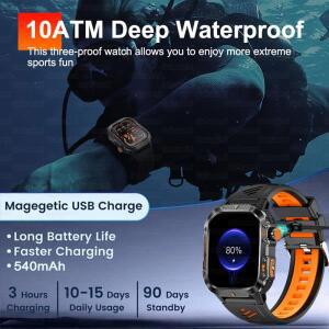 2025New GPS 스마트 시계 Xiaomi IOS 군사 나침반 손전등 Smartwatch 남자 10ATM 방수 100 + 스포츠 모드 B