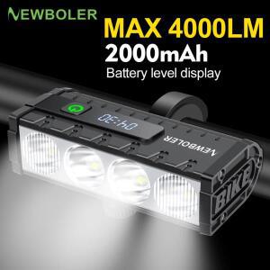 NEWBOLER 자전거 라이트 전면 4000루멘 2000mAh 방수 손전등 USB MTB 도로 사이클링 램프 액세서리
