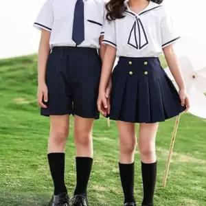 네이비 라인포인트 반팔 교복세트 유치원 어린이 합창단
