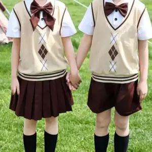 아이보리 아가일 니트조끼 교복 유치원 어린이 합창단