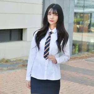 교복몰 프리미엄 여성 둥근카라 교복 셔츠 그레이체크