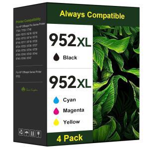 토너 킹덤 잉크 카트리지 HP 952 XL 콤보 팩용으로 재제조됨 OFFICEJET PRO 7720 7740 8210 8710 8720 8730 8740 시리즈(블랙 시안 옐로우 마젠타 4팩)용으로 작동합니다 cM1