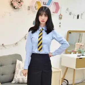 교복몰 고급 스판 파랑셔츠 교복 여자교복 교복셔츠