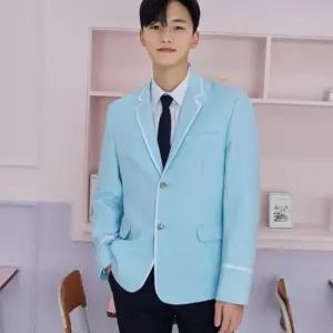 교복몰 베이비 블루 화이트라인 남자 자켓 교복 학생