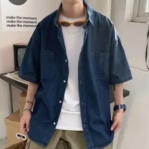 남자 데일리 캐주얼셔츠 데님 일반핏 겉옷 자켓스타일 남성린넨셔츠 (WA6E983)
