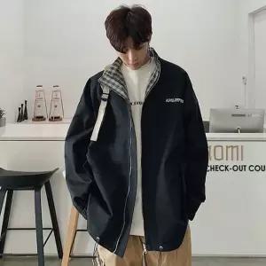 고품질 남성 오버핏 바람막이자켓 양면 체크 점퍼 대학생코디 20대남성코디 (WA2A95F)