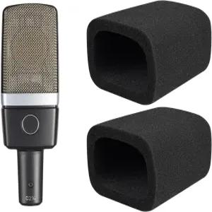 AKG C214 대형 다이어프램 콘덴서용 SOULWIT 2Pcs 마이크 팝 필터 C214d1 보호 커버 윈드스크린 폼 - 블랙