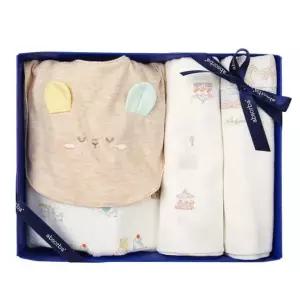 [갤러리아] (압소바출산,백일세트)올리버오가닉7부우주복+손수건10장세트(A13-10601SET)