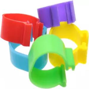 무타이 16mm 닭 식별 밴드 50PCS 5색 플라스틱 가금류 오리 다리 고리 클립온 원형 태그