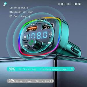 3.1A USB PD 충전 차량용 FM 송신기 블루투스 5.0 오디오 수신기 MP3 음악 플레이어 TF 카드 어댑터