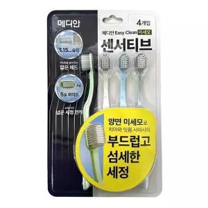 메디안 이지클린 센서티브 양면 미세모 칫솔 4개입