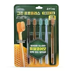 메디안 그린 프로폴리스 잇몸 탄력모 이중 미세모 칫솔 5개입
