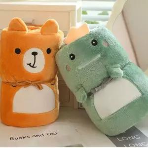동물 554BPF66 캐릭터 극세사 똑딱이 무릎담요 블랭킷