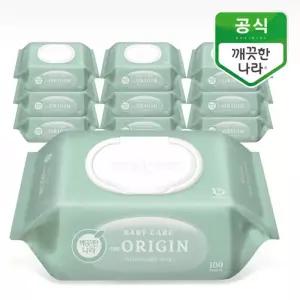 [롯데백화점]이카루스 깨끗한나라 베이비 케어 디 오리진 물티슈 캡형 100매 10팩