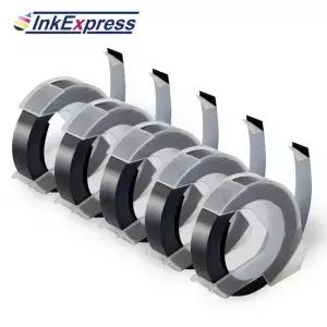 5PK 9MM 흰색 검정색 3D 엠보싱 테이프 Dymo Motex E101 E-202 1540 라벨 메이커와 호환되는 플라스틱