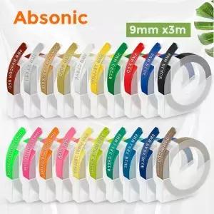 Dymo 12965 라벨링 기계 1540 Motex E101 메이커와 호환되는 3D 엠보싱 테이프 용 혼합 색상 9mm 플라스틱