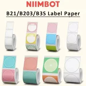 라운드 라벨 스티커 NiiMBOT B1 B21 B203 B3S 흰색 투명 자체 접착 방수 디지털 숫자 케이크 용지
