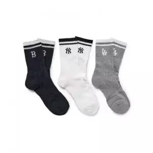 데일리 스트라이프 장목양말 3족세트 엠엘비 MLB Melange Grey 289772