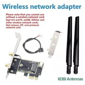 Intel AX210 9260 용 6DBi 2x 안테나 NGFF M.2 WiFi Bluetooth 카드가있는 PCI Expss 무선 어댑터 변환기에