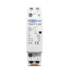 TOMZN TOCT1 2P 16A 20A 25A 220V/230V 50/60Hz DIN 레일 가정용 AC 모듈식 접촉기 2NO 1NO1NC 2NC