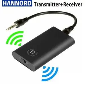 Hannord 무선 블루투스 5.0 송신기 리시버 충전식 오디오 어댑터 TV PC 자동차 스피커용 3.5mm AUX Hifi