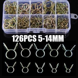 126피스 5mm-14mm 호스 클램프 아연 도금 스프링 클립 보트 바이크 오토바이용 기어 연료 라인