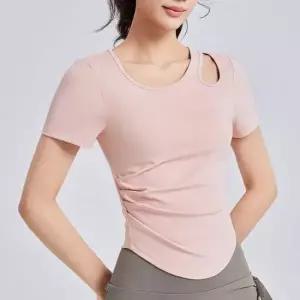 [무료배송] 여자 4컬러 어깨펀칭 여름 반팔 요가 필라테스 상의