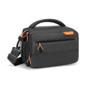 사진작가용 MOSISO 소형 카메라 가방 DSLR/SLR/거울 없는 카메라용 컴팩트 숄더백 캐논용 레인 커버가 있는 방수 크로스바디 패딩 사진 가방 /니콘/소니 블랙